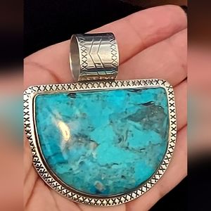 Jay King HUGE Sterling Silver Turquoise Pendent